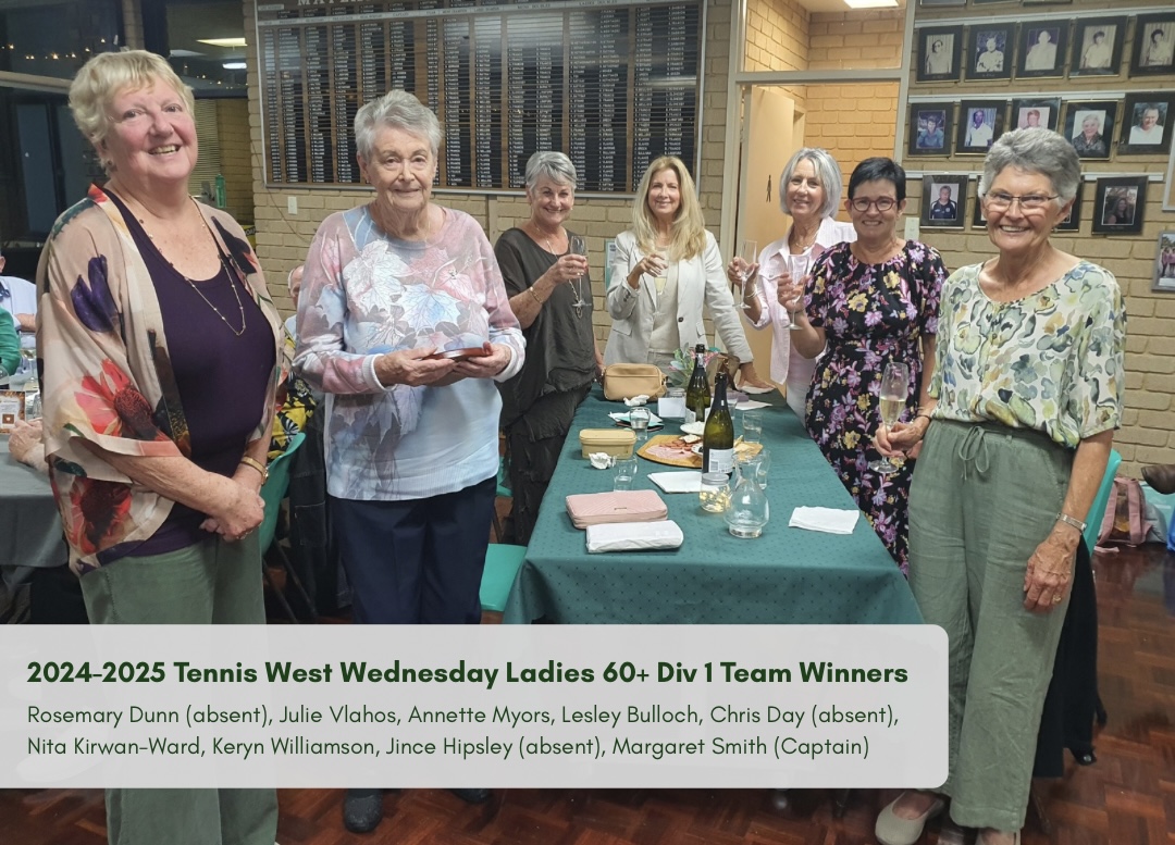 Tennis West Wednesday Ladies 60+ Division 1 Team Winners